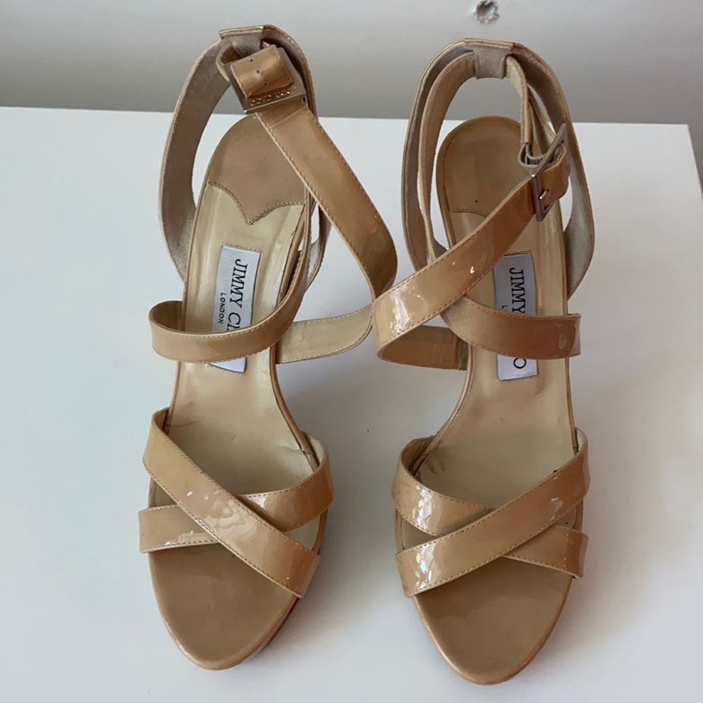 Jimmy Choo Vamp nude patent sandal size 39/9